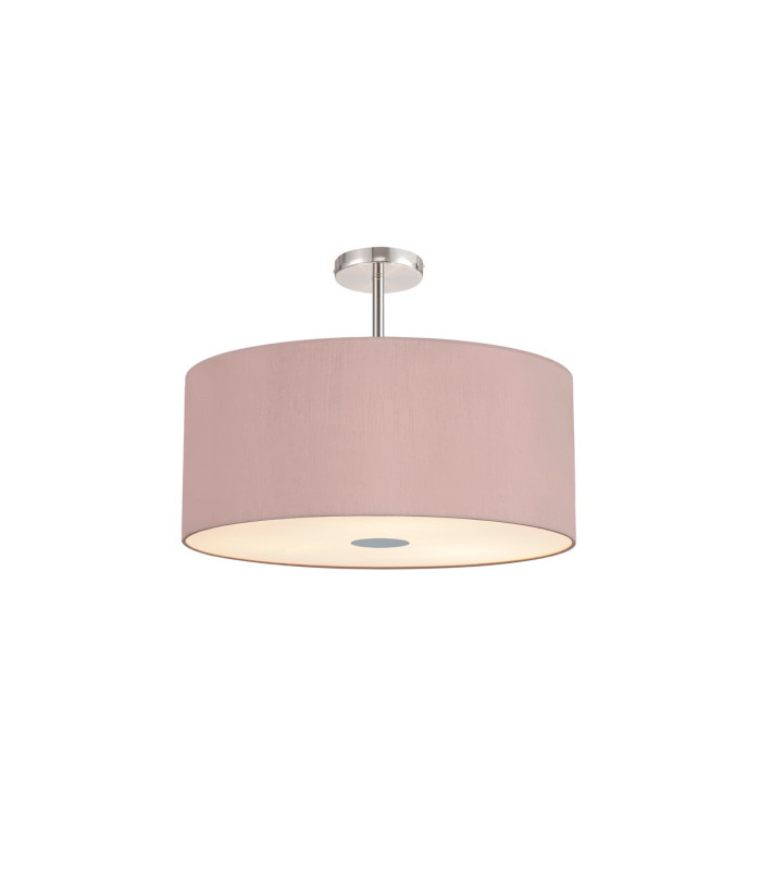 Baymont Polished Chrome 5 Light E27 Semi Flush Fixture With 60cm x 22cm Dual Faux Silk Shade Taupe/Halo Gold-1