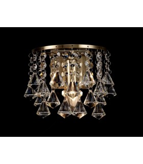 Wall Lamp 1 Light E14 Switched Antique Brass, Prism Crystal - 2