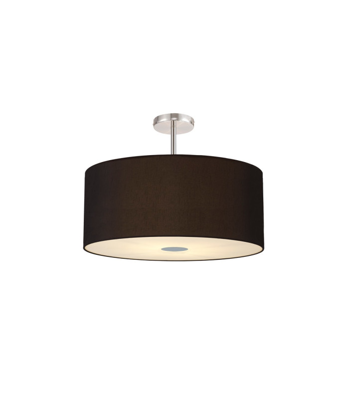 Baymont Polished Chrome 5 Light E27 Semi Flush Fixture With 60cm x 22cm Dual Faux Silk Shade Black/Green Olive-1