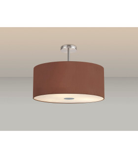 Baymont Polished Chrome 5 Light E27 Semi Flush Fixture With 60cm x 22cm Dual Faux Silk Shade Cocoa/Grecian Bronze-2