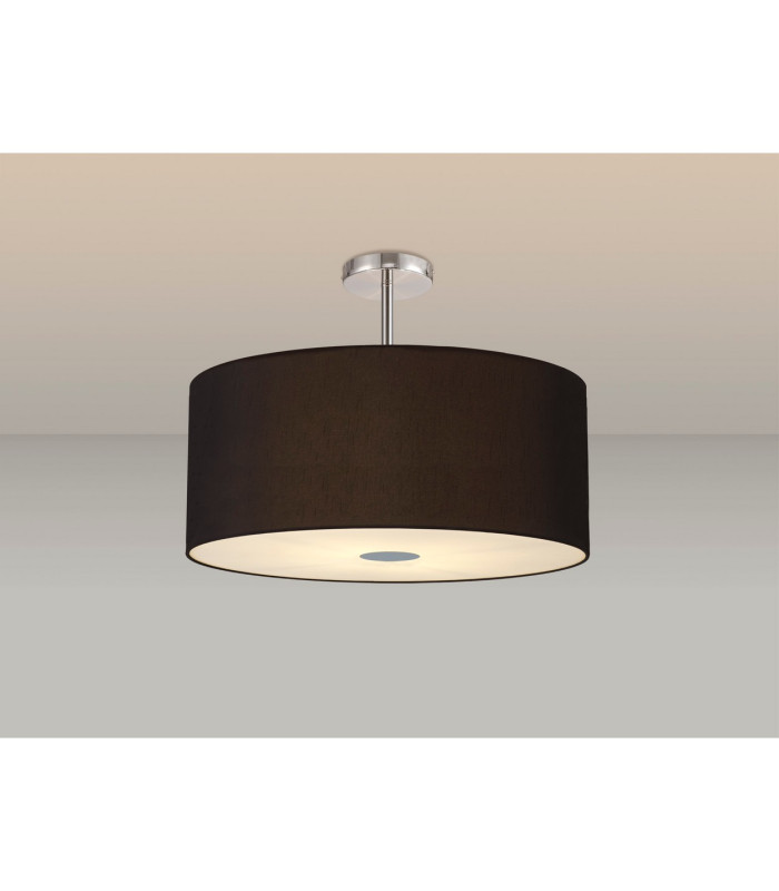 Baymont Polished Chrome 5 Light E27 Semi Flush Fixture With 60cm x 22cm Dual Faux Silk Shade Black/Green Olive-2