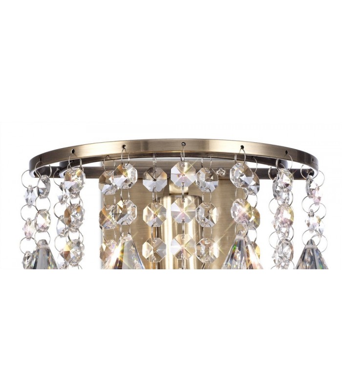 Wall Lamp 1 Light E14 Switched Antique Brass, Prism Crystal - 4
