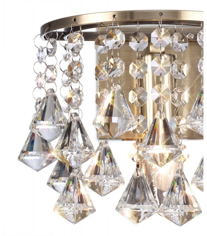 Wall Lamp 1 Light E14 Switched Antique Brass, Prism Crystal - 5
