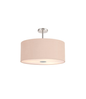 Baymont Polished Chrome 5 Light E27 Semi Flush Fixture With 60cm x 22cm Dual Faux Silk Shade Antique Gold/Ruby-1