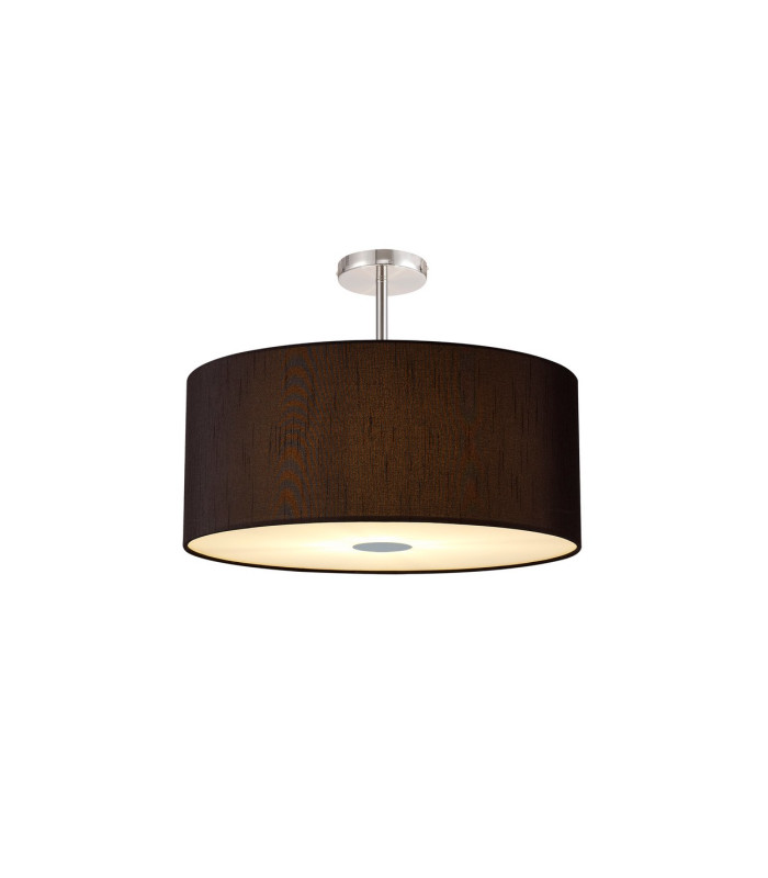 Baymont Polished Chrome 5 Light E27 Semi Flush Fixture With 60cm x 22cm Faux Silk Shade Black/White Laminate-1