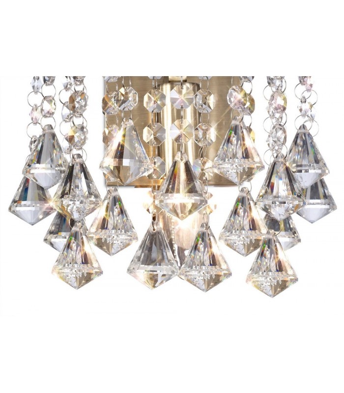 Wall Lamp 1 Light E14 Switched Antique Brass, Prism Crystal - 6
