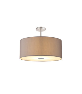 Baymont Polished Chrome 5 Light E27 Semi Flush Fixture With 60cm x 22cm Faux Silk Shade Grey/White Laminate-1