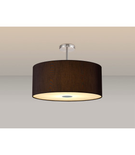 Baymont Polished Chrome 5 Light E27 Semi Flush Fixture With 60cm x 22cm Faux Silk Shade Black/White Laminate-2