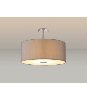 Baymont Polished Chrome 5 Light E27 Semi Flush Fixture With 60cm x 22cm Faux Silk Shade Grey/White Laminate-2