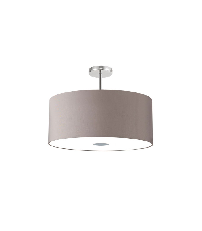 Baymont Polished Chrome 5 Light E27 Semi Flush Fixture With 60cm x 22cm Faux Silk Shade Grey/White Laminate-4