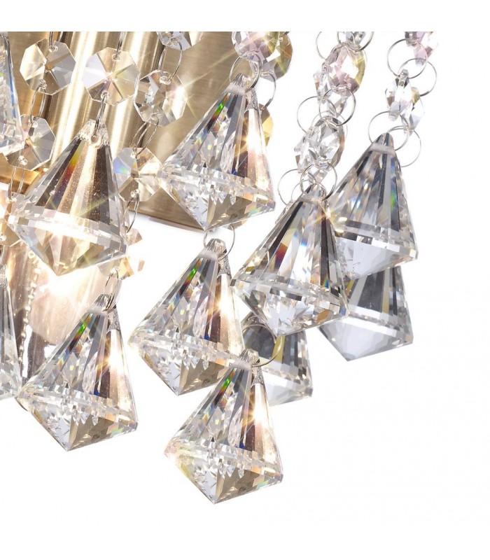 Wall Lamp 1 Light E14 Switched Antique Brass, Prism Crystal - 7