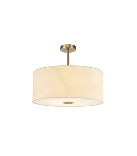 Baymont Antique Brass 5 Light E27 Semi Flush Fixture With 60cm x 22cm Faux Silk Shade Ivory Pearl/White Laminate-1