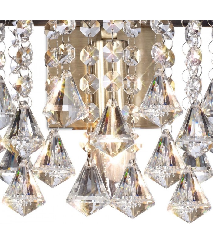 Wall Lamp 1 Light E14 Switched Antique Brass, Prism Crystal - 8