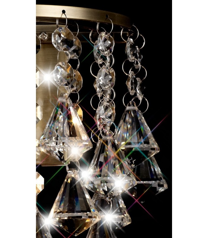 Wall Lamp 1 Light E14 Switched Antique Brass, Prism Crystal - 9