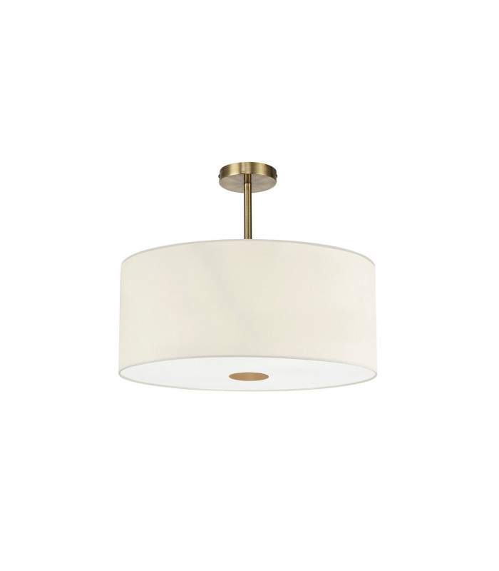 Baymont Antique Brass 5 Light E27 Semi Flush Fixture With 60cm x 22cm Faux Silk Shade Ivory Pearl/White Laminate-4