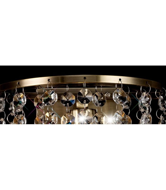 Wall Lamp 1 Light E14 Switched Antique Brass, Prism Crystal - 10