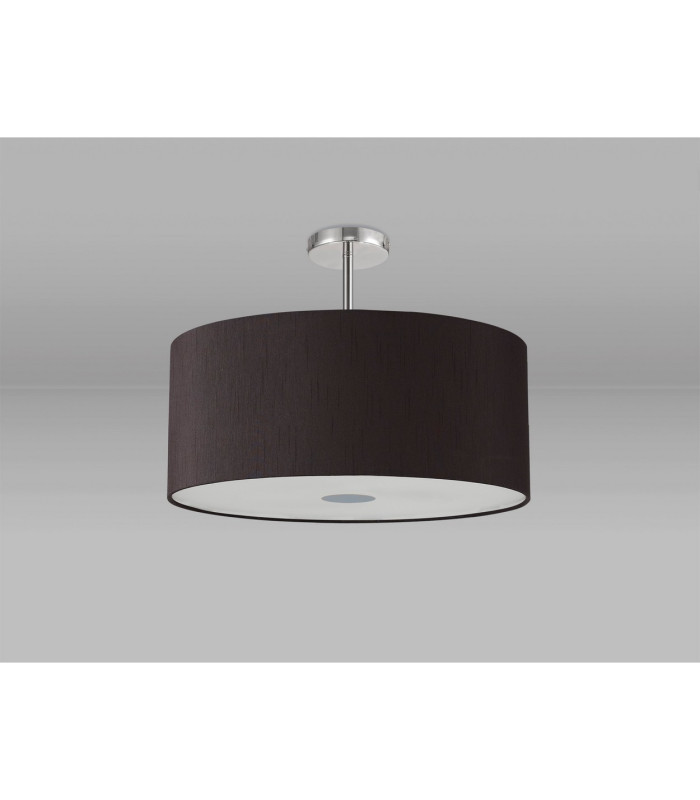 Baymont Polished Chrome 5 Light E27 Semi Flush Fixture With 60cm x 22cm Faux Silk Shade Black/White Laminate-13