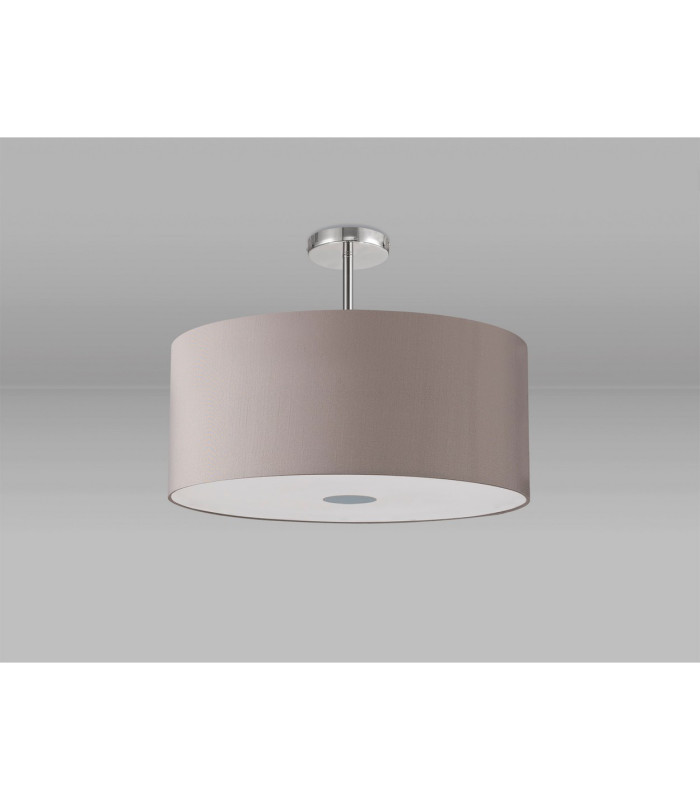 Baymont Polished Chrome 5 Light E27 Semi Flush Fixture With 60cm x 22cm Faux Silk Shade Grey/White Laminate-13