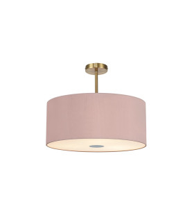 Baymont Antique Brass 5 Light E27 Semi Flush Fixture With 60cm x 22cm Dual Faux Silk Shade Taupe/Halo Gold-1