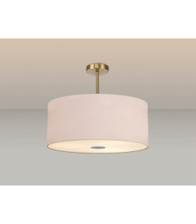 Baymont Antique Brass 5 Light E27 Semi Flush Fixture With 60cm x 22cm Dual Faux Silk Shade Nude Beige/Moonlight-2