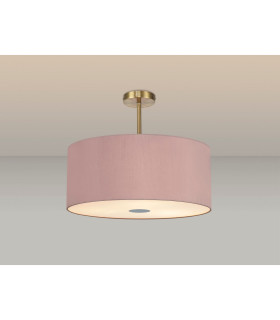 Baymont Antique Brass 5 Light E27 Semi Flush Fixture With 60cm x 22cm Dual Faux Silk Shade Taupe/Halo Gold-2