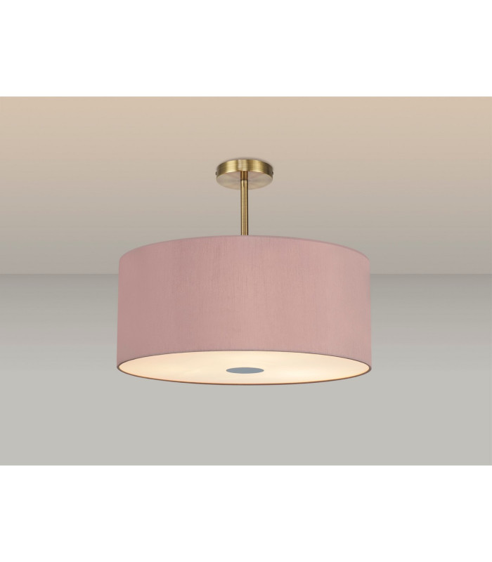 Baymont Antique Brass 5 Light E27 Semi Flush Fixture With 60cm x 22cm Dual Faux Silk Shade Taupe/Halo Gold-2