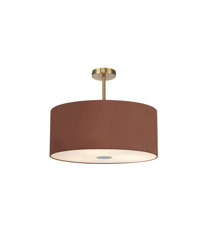 Baymont Antique Brass 5 Light E27 Semi Flush Fixture With 60cm x 22cm Dual Faux Silk Shade Cocoa/Grecian Bronze-1