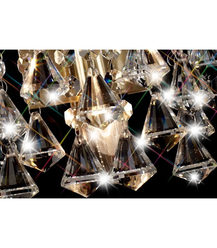 Wall Lamp 1 Light E14 Switched Antique Brass, Prism Crystal - 11