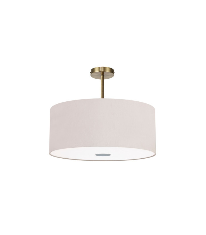 Baymont Antique Brass 5 Light E27 Semi Flush Fixture With 60cm x 22cm Dual Faux Silk Shade Nude Beige/Moonlight-4