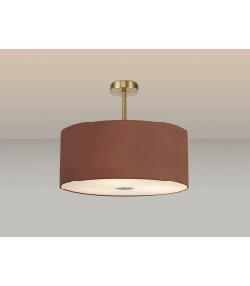 Baymont Antique Brass 5 Light E27 Semi Flush Fixture With 60cm x 22cm Dual Faux Silk Shade Cocoa/Grecian Bronze-2