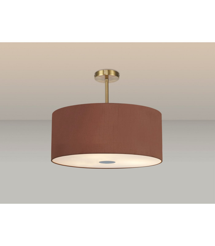 Baymont Antique Brass 5 Light E27 Semi Flush Fixture With 60cm x 22cm Dual Faux Silk Shade Cocoa/Grecian Bronze-2
