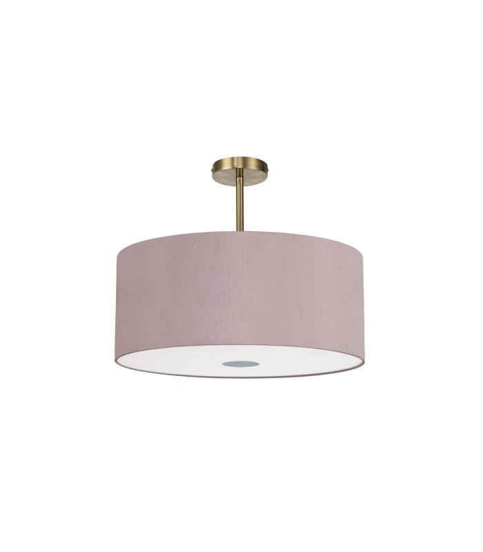 Baymont Antique Brass 5 Light E27 Semi Flush Fixture With 60cm x 22cm Dual Faux Silk Shade Taupe/Halo Gold-4