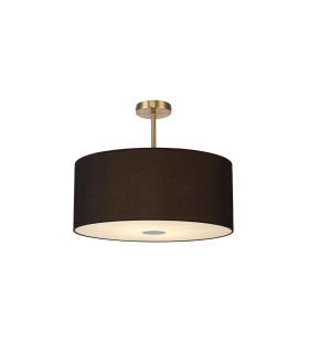 Baymont Antique Brass 5 Light E27 Semi Flush Fixture With 60cm x 22cm Dual Faux Silk Shade Black/Green Olive-1