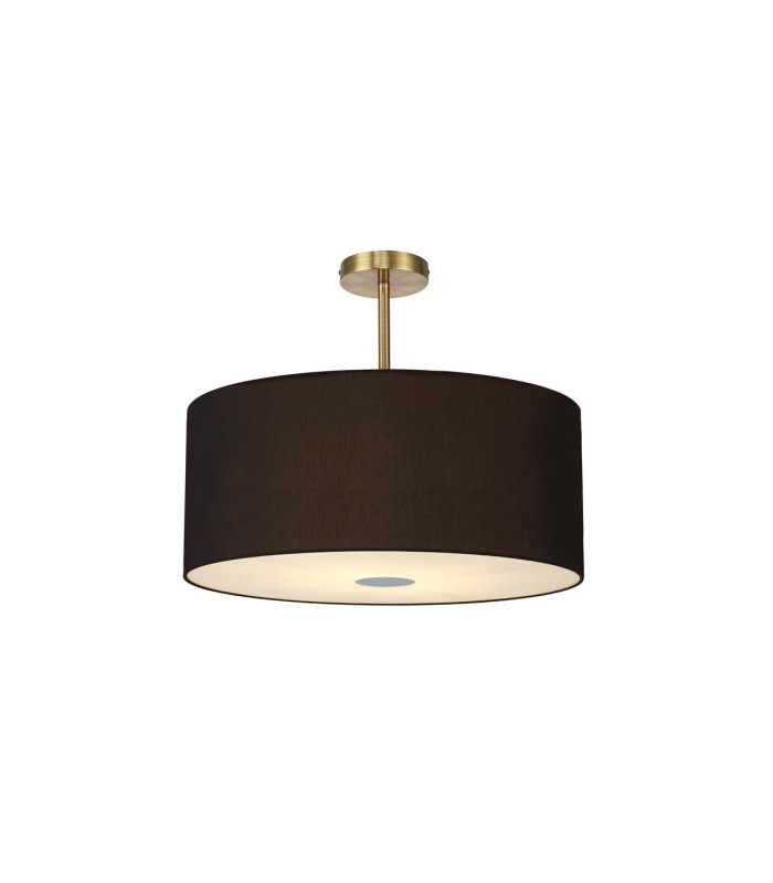 Baymont Antique Brass 5 Light E27 Semi Flush Fixture With 60cm x 22cm Dual Faux Silk Shade Black/Green Olive-1