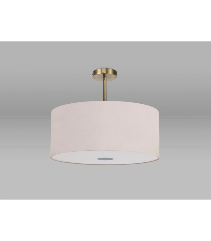 Baymont Antique Brass 5 Light E27 Semi Flush Fixture With 60cm x 22cm Dual Faux Silk Shade Nude Beige/Moonlight-13