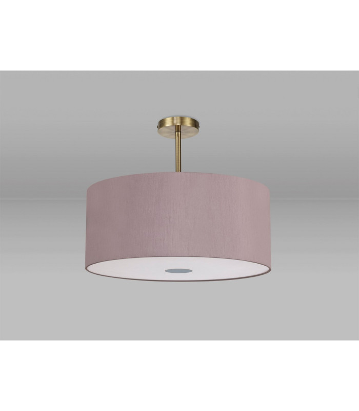 Baymont Antique Brass 5 Light E27 Semi Flush Fixture With 60cm x 22cm Dual Faux Silk Shade Taupe/Halo Gold-13