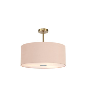 Baymont Antique Brass 5 Light E27 Semi Flush Fixture With 60cm x 22cm Dual Faux Silk Shade Antique Gold/Ruby-1