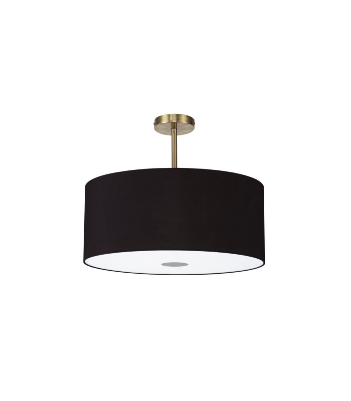 Baymont Antique Brass 5 Light E27 Semi Flush Fixture With 60cm x 22cm Dual Faux Silk Shade Black/Green Olive-4