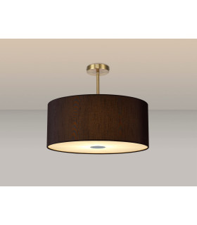 Baymont Antique Brass 5 Light E27 Semi Flush Fixture With 60cm x 22cm Faux Silk Shade Black/White Laminate-2