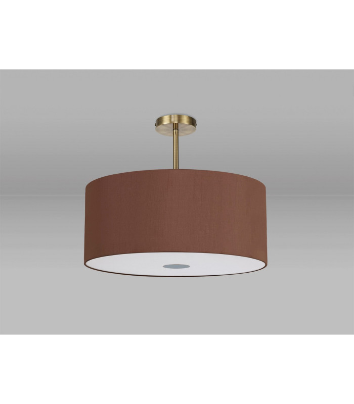 Baymont Antique Brass 5 Light E27 Semi Flush Fixture With 60cm x 22cm Dual Faux Silk Shade Cocoa/Grecian Bronze-13