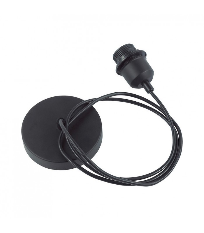 1.5m Suspension Kit 1 Light Black, Black Cable, E27 Max 60W, c, w Ceiling Bracket - 6