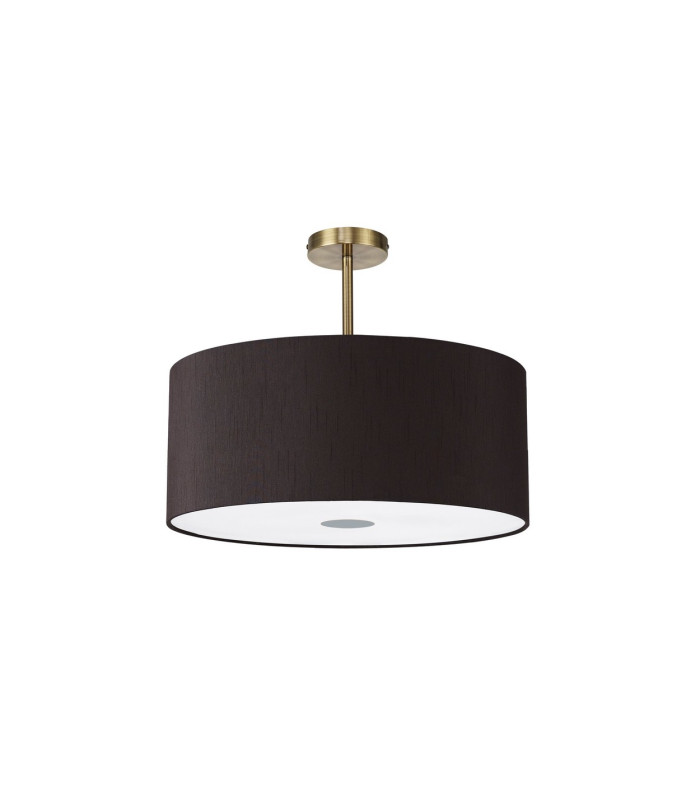 Baymont Antique Brass 5 Light E27 Semi Flush Fixture With 60cm x 22cm Faux Silk Shade Black/White Laminate-4