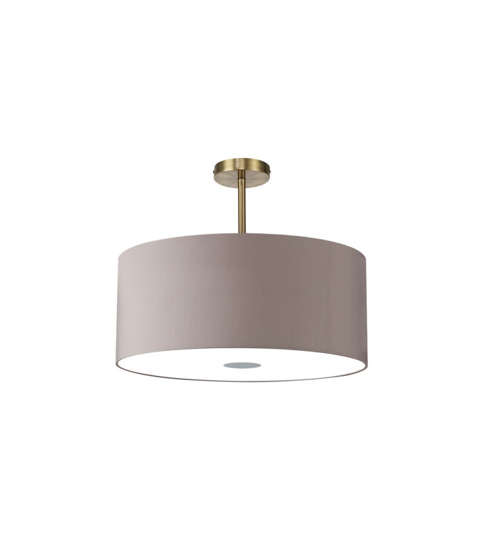 Baymont Antique Brass 5 Light E27 Semi Flush Fixture With 60cm x 22cm Faux Silk Shade Grey/White Laminate-4