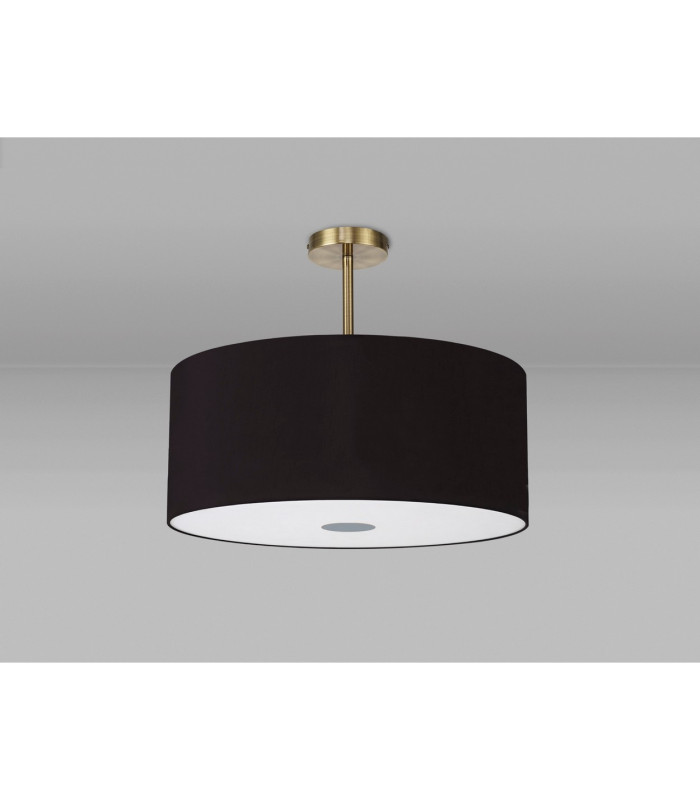 Baymont Antique Brass 5 Light E27 Semi Flush Fixture With 60cm x 22cm Dual Faux Silk Shade Black/Green Olive-13