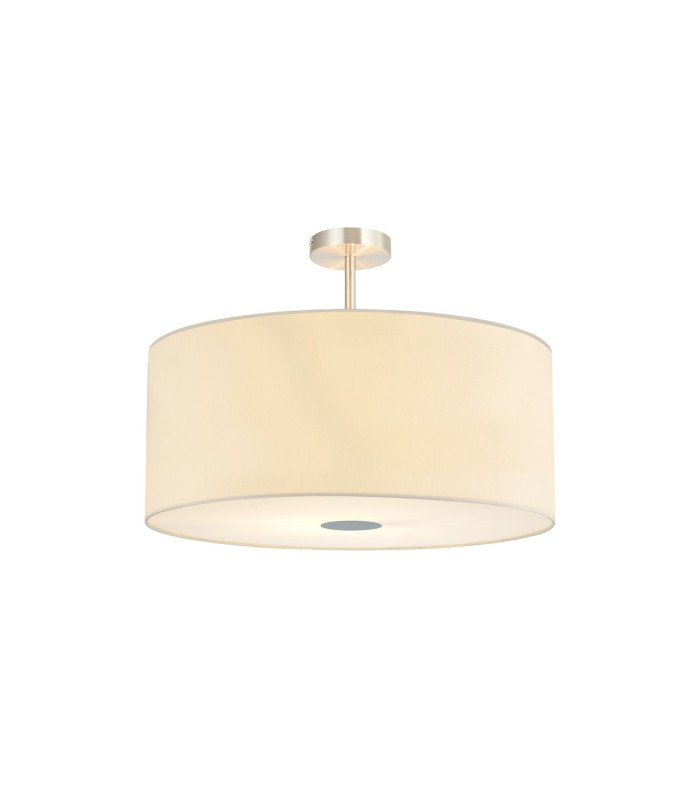 Baymont Satin Nickel 5 Light E27 Semi Flush Fixture With 60cm x 22cm Faux Silk Shade Ivory Pearl/White Laminate-1