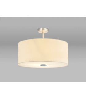 Baymont Satin Nickel 5 Light E27 Semi Flush Fixture With 60cm x 22cm Faux Silk Shade Ivory Pearl/White Laminate-2