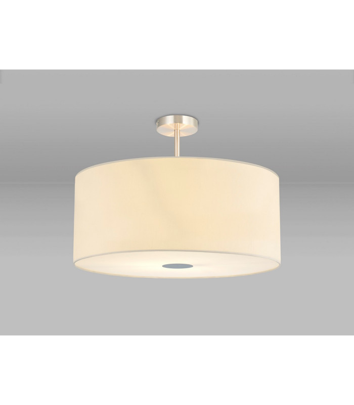 Baymont Satin Nickel 5 Light E27 Semi Flush Fixture With 60cm x 22cm Faux Silk Shade Ivory Pearl/White Laminate-2