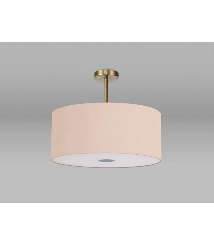 Baymont Antique Brass 5 Light E27 Semi Flush Fixture With 60cm x 22cm Dual Faux Silk Shade Antique Gold/Ruby-13