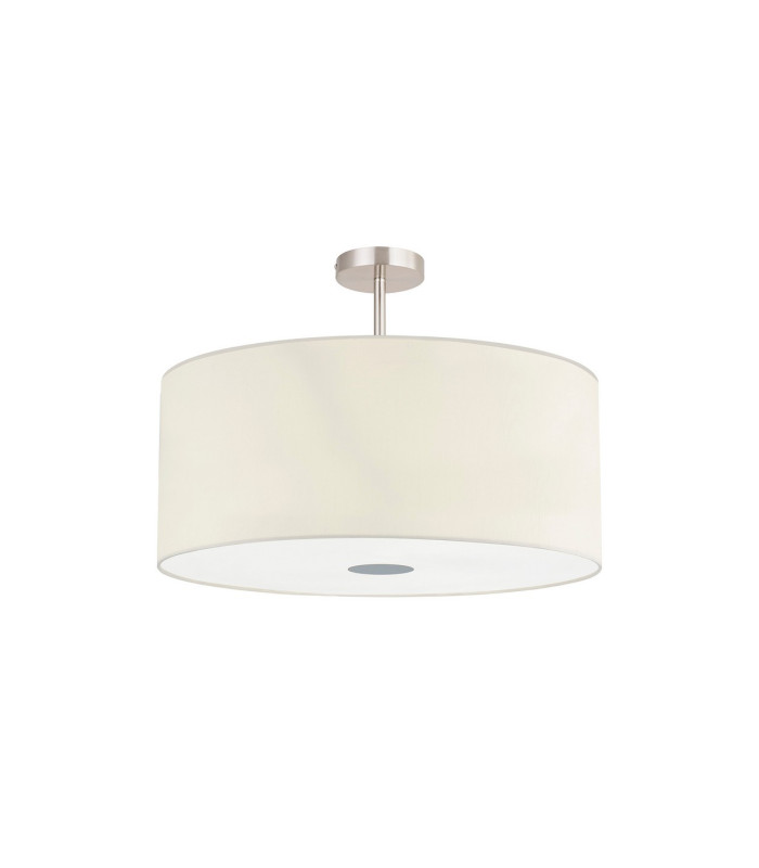 Baymont Satin Nickel 5 Light E27 Semi Flush Fixture With 60cm x 22cm Faux Silk Shade Ivory Pearl/White Laminate-4