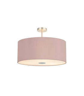 Baymont Satin Nickel 5 Light E27 Semi Flush Fixture With 60cm x 22cm Dual Faux Silk Shade Taupe/Halo Gold-1